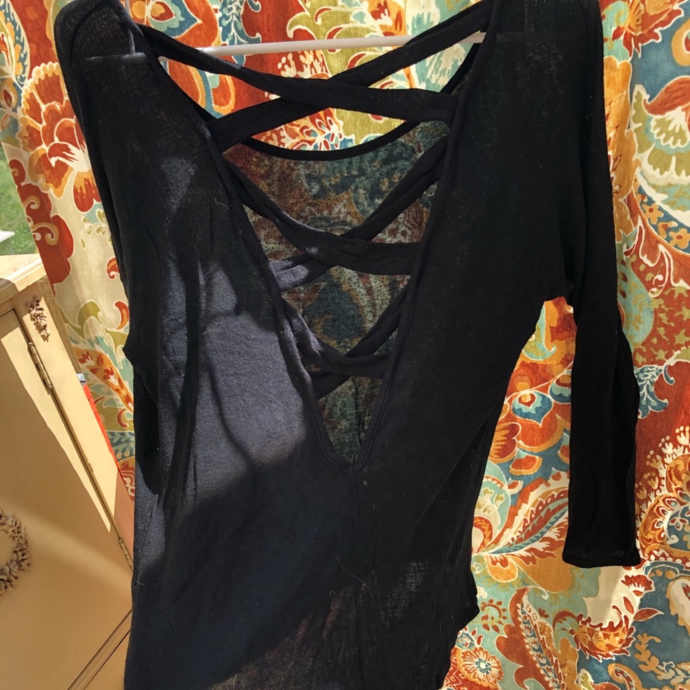Lulus high low cris cross back sweater top